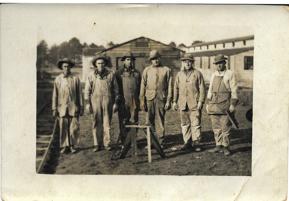 5fff2b4366825 Rustington Aerodrome, Sussex, England | AEF| US Army Air Corp | 15th Aero Construction Company Carpenters | F. C. Mercer | Reduced Size